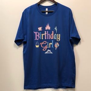 Bella Canvas Disney Style Birthday Princess Castle Short Sleeve Tee Blue XL